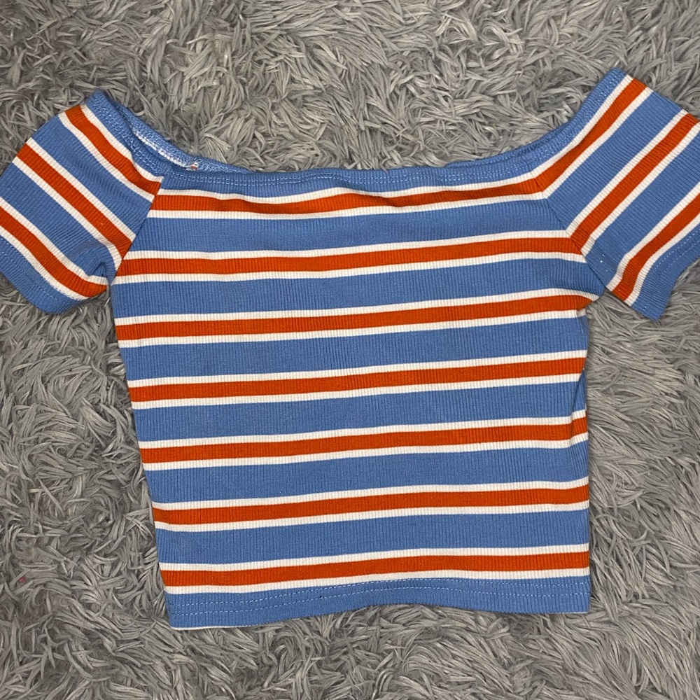 Striped Off the Shoulder Crop Top